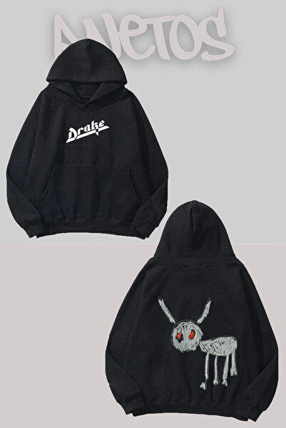 Anetos سويت شيرت دريك 14 بتصميم أسود مطبوع من الأمام والخلف