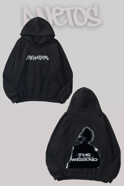 Anetos The Weeknd 13 Σχέδιο Μαύρο Φούτερ με τύπωμα Μπροστά και Πίσω