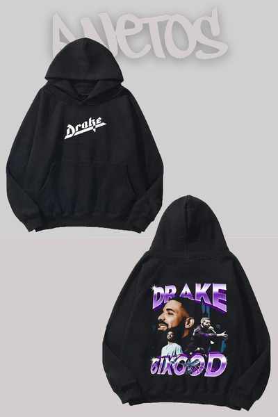 Anetos Φούτερ Drake 3 Design Μαύρο Μπροστινό Πίσω με τύπωμα