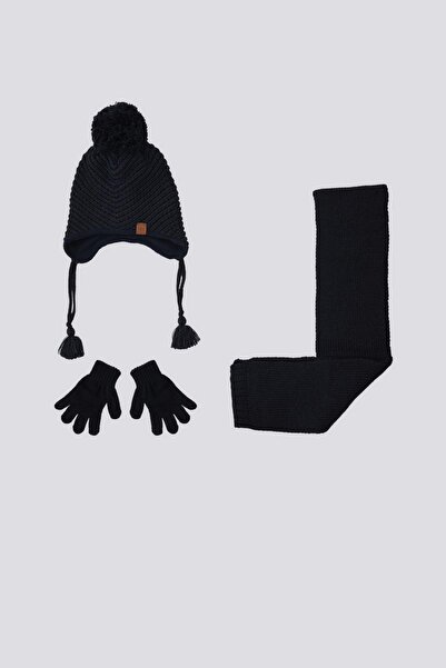 U.S. Polo Assn. Lacivert Erkek Bebek Atkı-Bere-Eldiven 3'lü Takım, 1-3 yaş arası