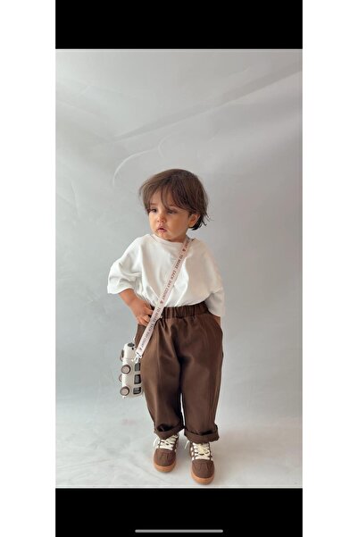 bohemiankids baby wear Kahve Gabardin pantolon beli lastikli