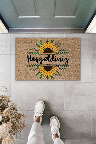 Dormot Dekoratif Dijital Paspas Kişiye Özel Ayçiçek Tasarımlı Kapı Önü Paspas...