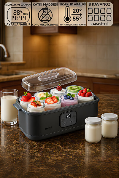 DEKORANLA Sıcaklık ve zaman ayarlı probiyotik yoğurt ve kefir yapım makinesi,...