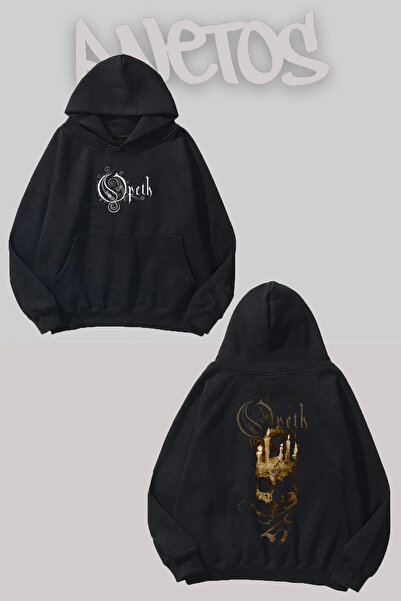 Anetos Opeth 8 Design Negru Față Spate cu imprimeu Swea tricou