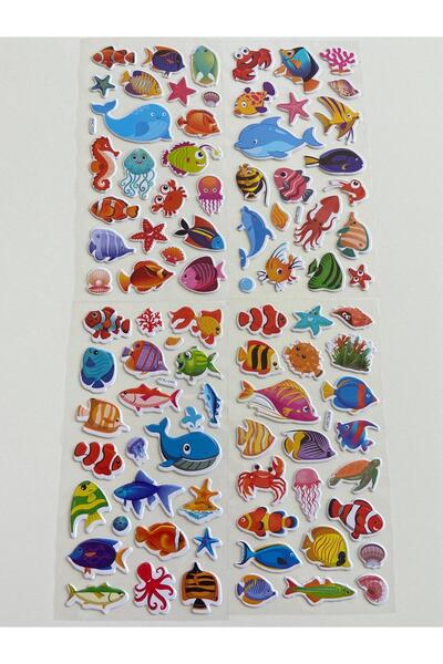 Mielibon Renkli Deniz Canlıları Premium Sticker Seti – Çocuklar İçin 3D Stick...