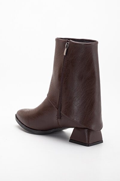 Bilalim Shoes Kadın Kahve Sivri Burun Bot Kovboy Kısa Topuklu Günlük Bot 603