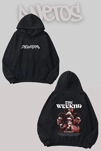 Anetos The Weeknd 20 Design Negru Față Spate cu imprimeu Swea tricou