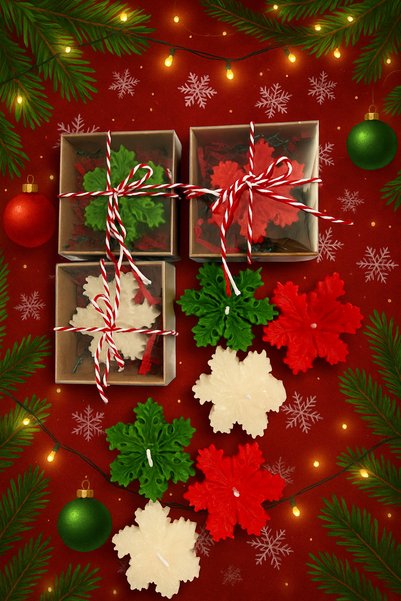 Candles Flame 3 Pieces Gift Snowflake Candle Christmas Gift Candle