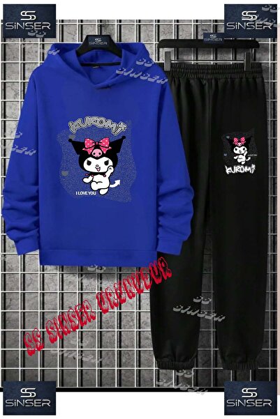 SS SİNSER Παιδικό Unisex Σετ Φούτερ με Κουκούλα και Στάμπα "KUROMI I LOVE YOU...