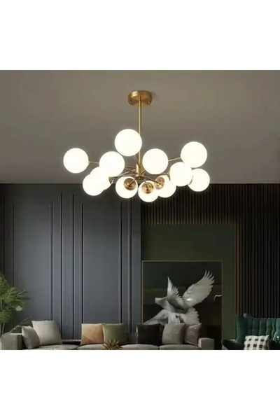LED CONCEPT LED chandelier with lampshades, gold, round, 70x70x60, bulb type 12xG9