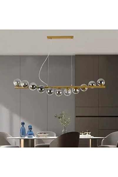 LED CONCEPT LED chandelier with lampshades, gold, linear, 95x30x75, bulb type 11xG9