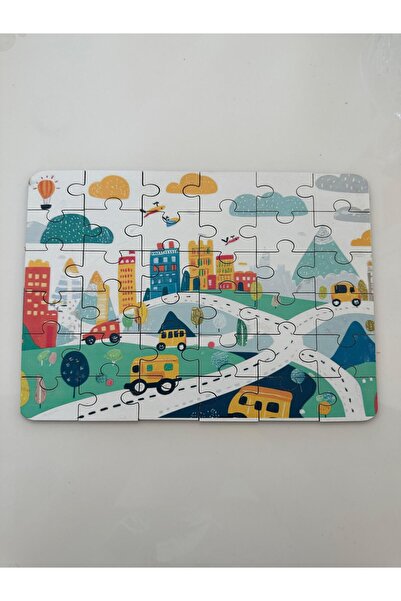 Genel Markalar Ahşap şehir hayatı Mini Puzzle | 36 Parça 4 +Yaş
