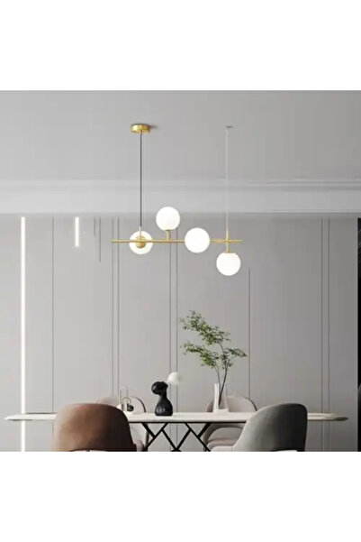 LED CONCEPT LED chandelier with lampshades, gold, linear, 65x25x100, bulb type 4xE27