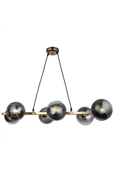 LED CONCEPT LED chandelier with lampshades, gold, linear, 58x36x68, bulb type 6xE27