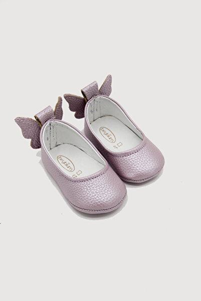Beybium Genuine Leather Butterfly Decorated Baby Ballet Moccasin Lilac
