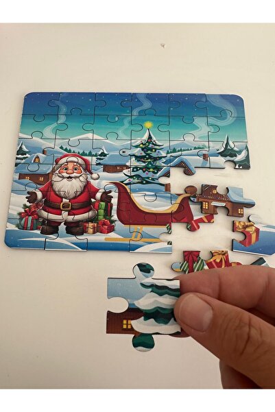 OrencCraft Ahşap yeni yıl yılbaşı Mini Puzzle | 36 Parça 4 +Yaş