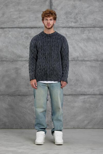 NOMARC Smoked Mrk Knit Detailed Oversized Knitwear Sweater