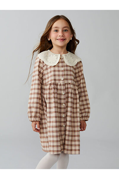 LC Waikiki Timeless Store: Timeless Recommendations | Peter Pan collar Plaid Pattern Flannel Girl's Dress