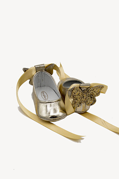 Beybium Genuine Leather Butterfly Decorated Baby Ballet Shoes Moccasin Gold