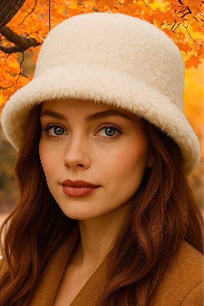 Trenderrs Women Soft Plush Adjustable Drawstring Bucket Hat