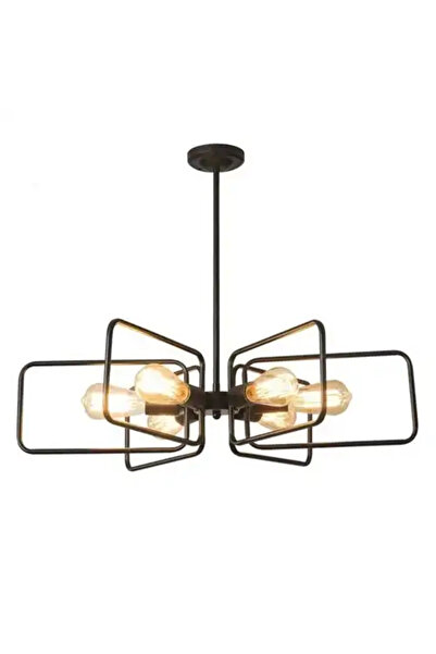 LED CONCEPT Lustra LED cu abajururi, neagra, patrata, 70x70x55, tip bec 6xE27