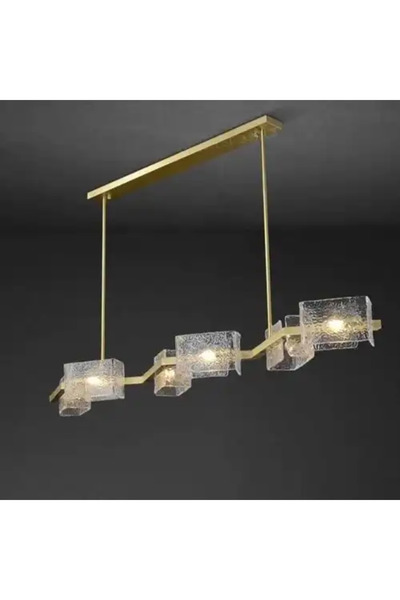 LED CONCEPT LED chandelier with lampshades, gold, linear, 97x21x60, bulb type 8xE14