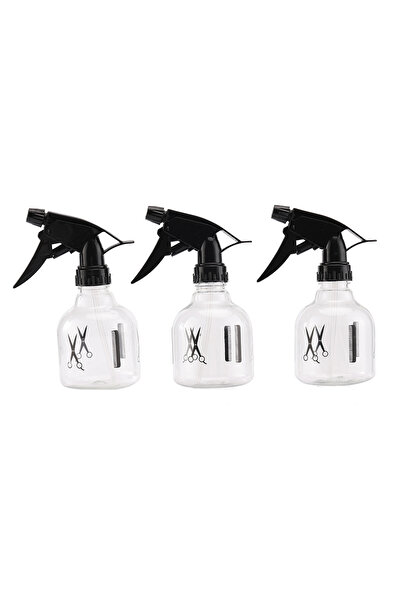 Lawazim Spray Bottle Set 3 Piece 280ml Transparent with Adjustable Black Nozzle