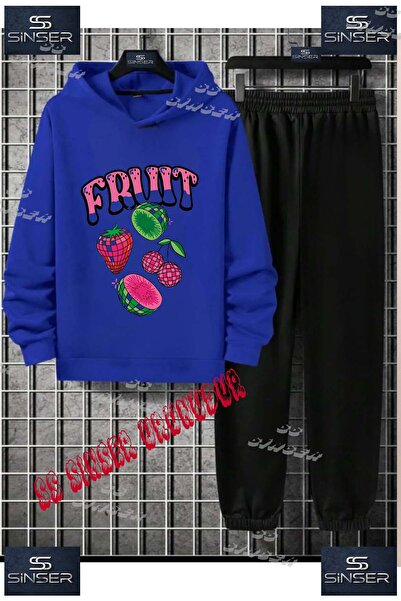 SS SİNSER Детски унисекс "4-компонентен спортен екип с качулка и плодов принт"