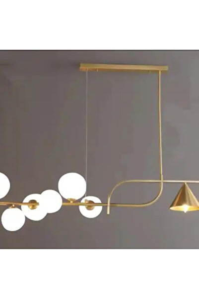 LED CONCEPT LED chandelier with lampshades, gold, linear, 120x20x120, bulb type 7xG9