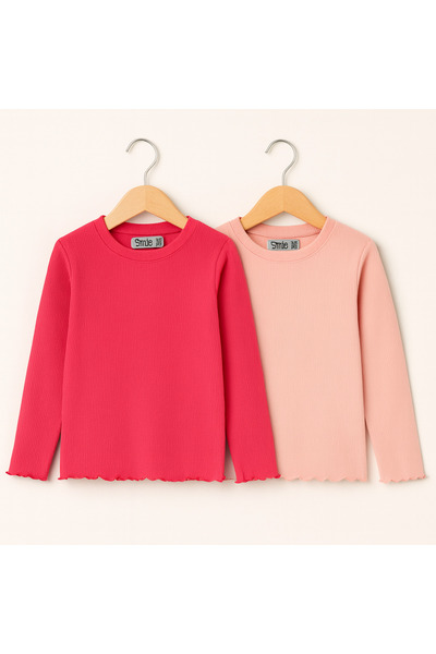 Smile Kids Κοριτσίστικο μακρυμάνικο μπλουζάκι καμιζόλα 2 τεμαχίων