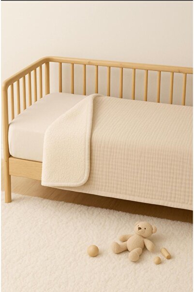 Abelia Baby Organik Pamuklu Müslin/Polar Çift Taraflı Wellsoft Bebek Battaniyesi