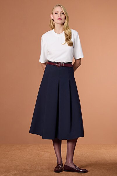 UPGRADE Pilikaşeli Etek Lacivert