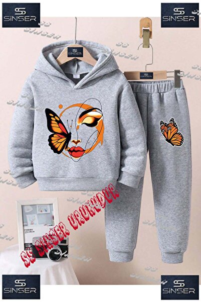 SS SİNSER Children's Unisex "Kelebek Girl on Face" Custom Printed Hooded Swea...