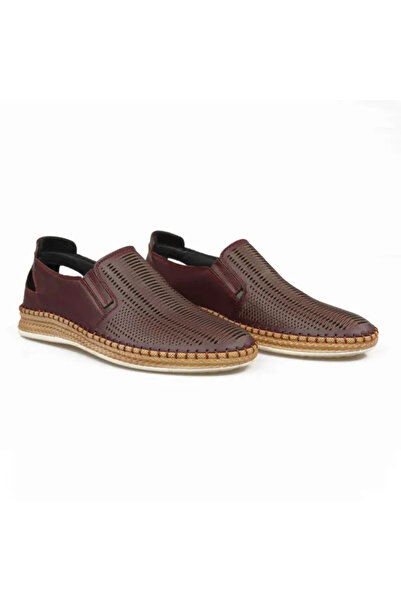 Piello Genuine leather loafers with hand-stitched sole and cutouts, Cherry