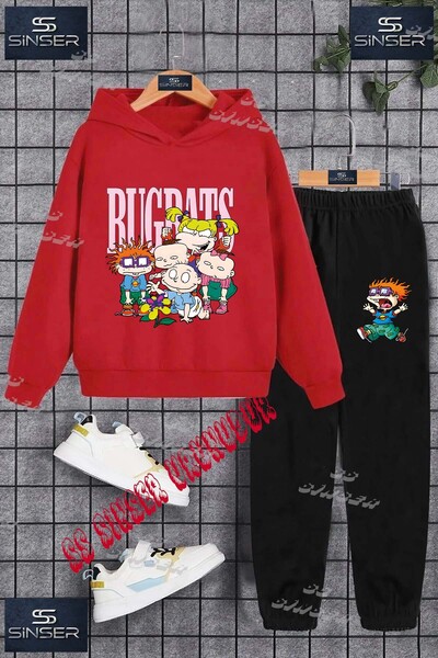 SS SİNSER Children's Unisex Special Printed Hooded Tracksuit Set with the Tex...