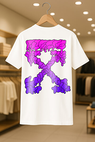 FEEL STYLE Μπλουζάκι Off-White με στάμπα με στάμπα, oversize, unisex, 100% βαμβάκι, αναπνεύσιμο, χοντρό ύφασμα