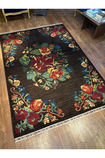 İpek Karabağ desenli El dokuma Afgan halısı