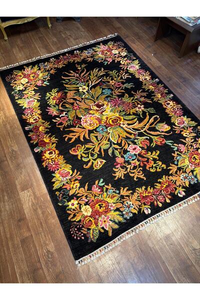 İpek Karabağ desenli El dokuma Afgan halısı