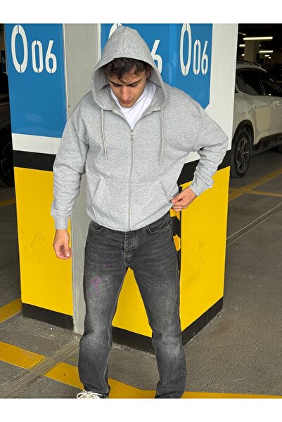 DARK MODA Men's Overfit Zippered Hooded Cardigan