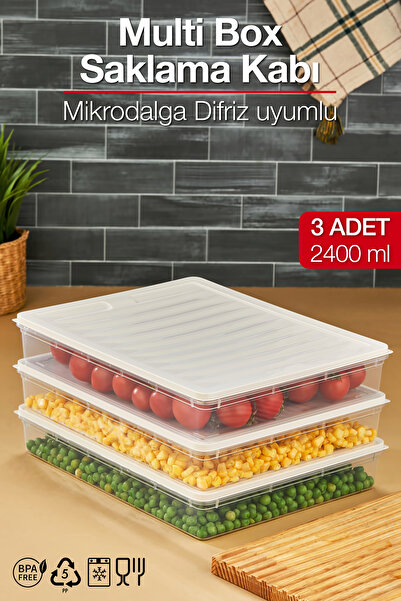 ALP HOME Multi Box 3 Lü Set Saklama Kabı Seti - Dondurucu & Mikrodalga Uyumlu