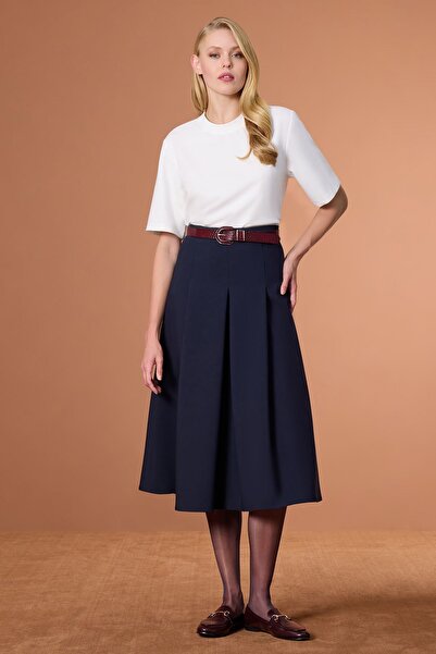 UPGRADE Pilikaşeli Etek Lacivert