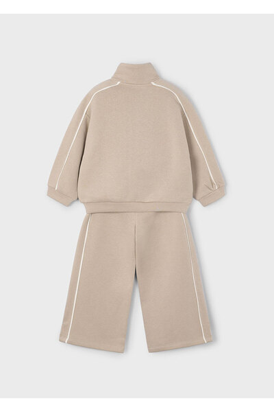 MAYORAL 4-10 Years Old Girl's Ribbed Cardigan and Sweatpants Set - Beige