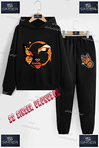 SS SİNSER Children's Unisex "Kelebek Girl on Face" Custom Printed Hooded Swea...