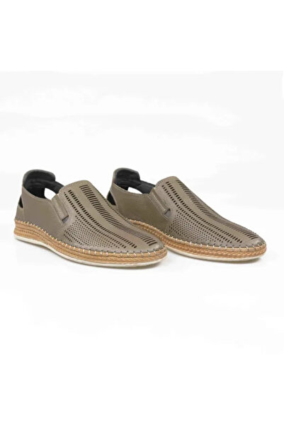 Piello Genuine leather loafers with hand-stitched sole and cutouts, Beige