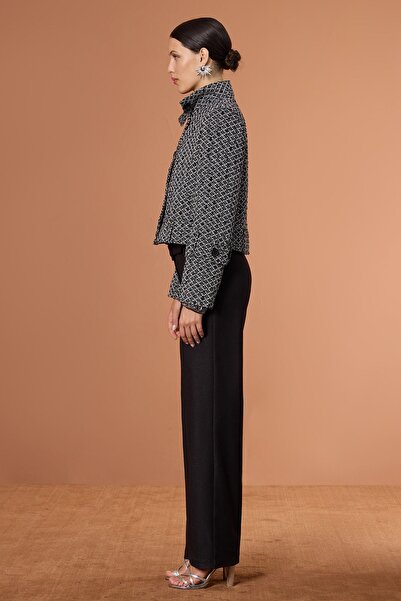 UPGRADE Dik Yakalı Tivit Ceket Siyah