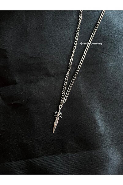 REMBER JEW Y2K Sword Silver Unisex Chain Necklace