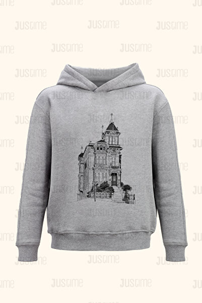 Justime سويت شيرت بقلنسوة بدون جيوب للجنسين بتصميم إسطنبول هوم - 2 خيط