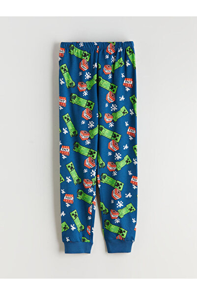 LC Waikiki Petrol Bisiklet Yaka Minecraft Baskılı Erkek Çocuk Pijama Takımı