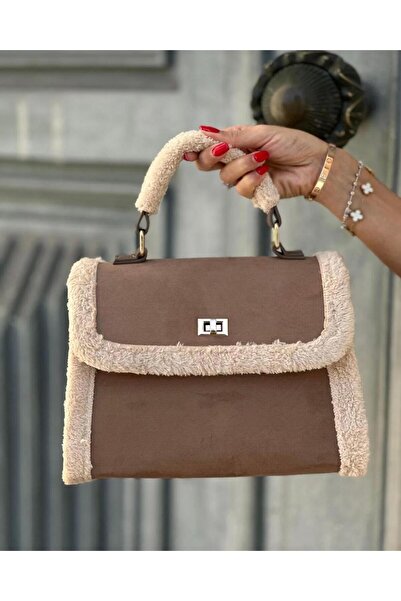 Butik Tacca Mocha Model Suede Women's Hand and Shoulder Bag