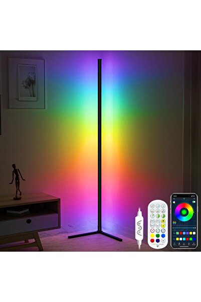 Cozylady 165cm Corner Floor Lamp, Smart RGB Floor Lamp, Dimmable LED Corner Lamp With Music Sync Col
